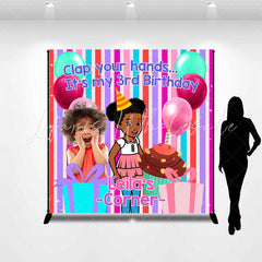 Lofaris Custom Clap Your Hands Colorful 3rd Birthday Backdrop