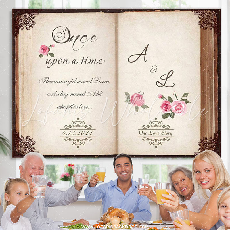 Lofaris Custom Floral Storybook Wedding Birthday Backdrop