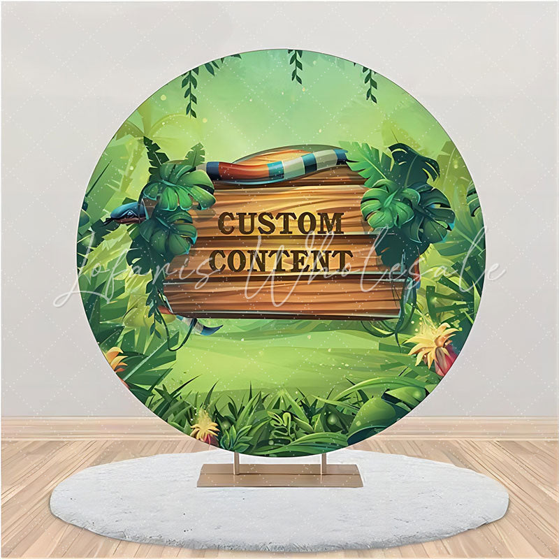 Lofaris Custom Forest Wood Plank Round Birthday Backdrop