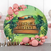 Lofaris Custom Forest Wood Plank Round Birthday Backdrop
