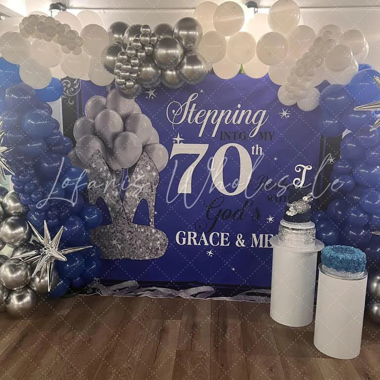 Lofaris Custom Matte Vinyl Party Backdrop with Photo Text