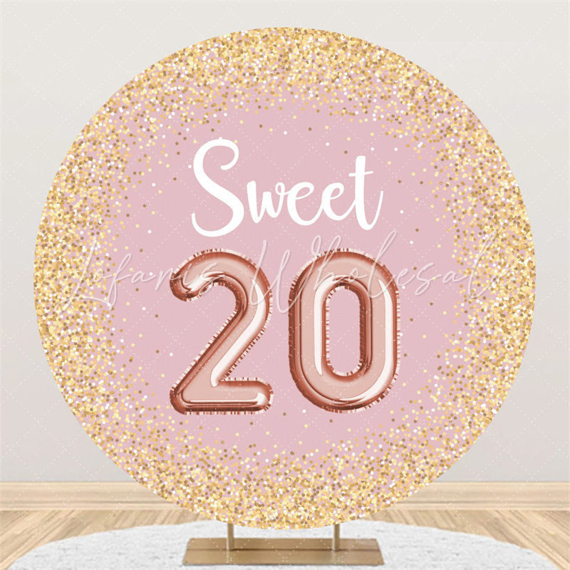 Lofaris Custom Round Pink 20th Birthday Backdorp For Party