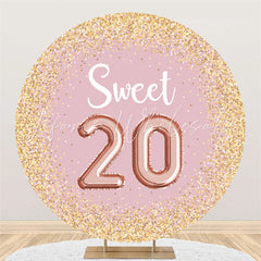 Lofaris Custom Round Pink 20th Birthday Backdorp For Party