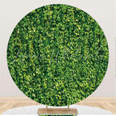 Lofaris Custom Round Simple Green Leaves Baby Shower Backdrop