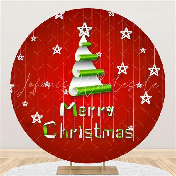 Lofaris Custom Round Star With Red Merry Christmas Backdrop