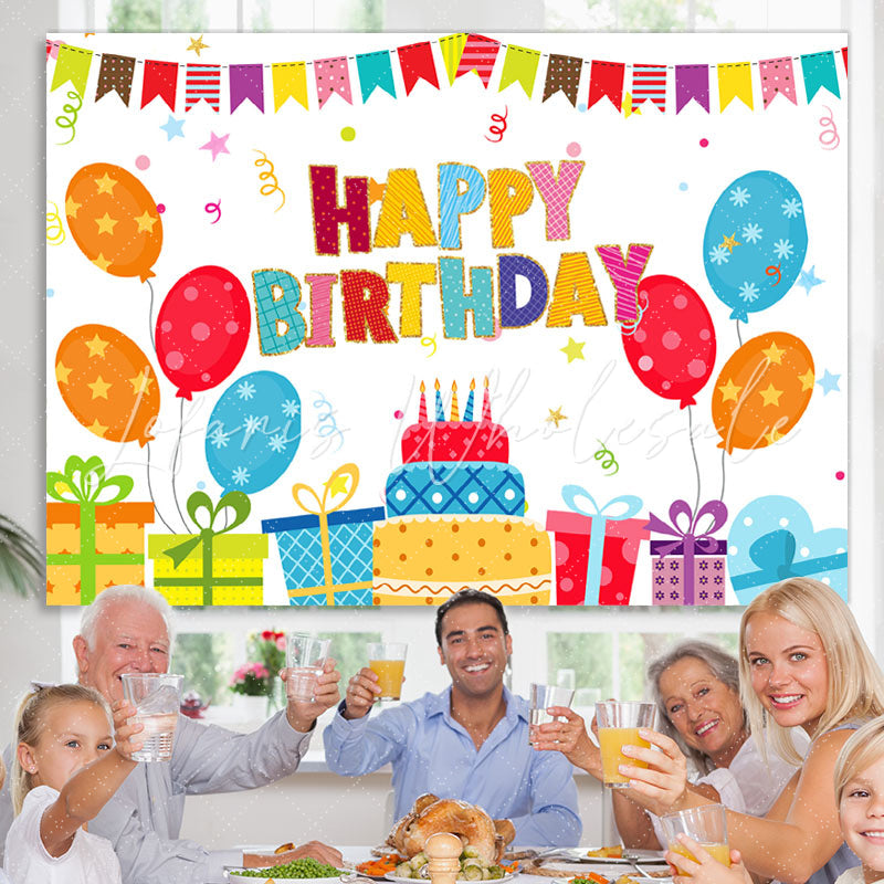 Lofaris Cute And Lovely Balloon Gifts Happy Birthday Backdrop
