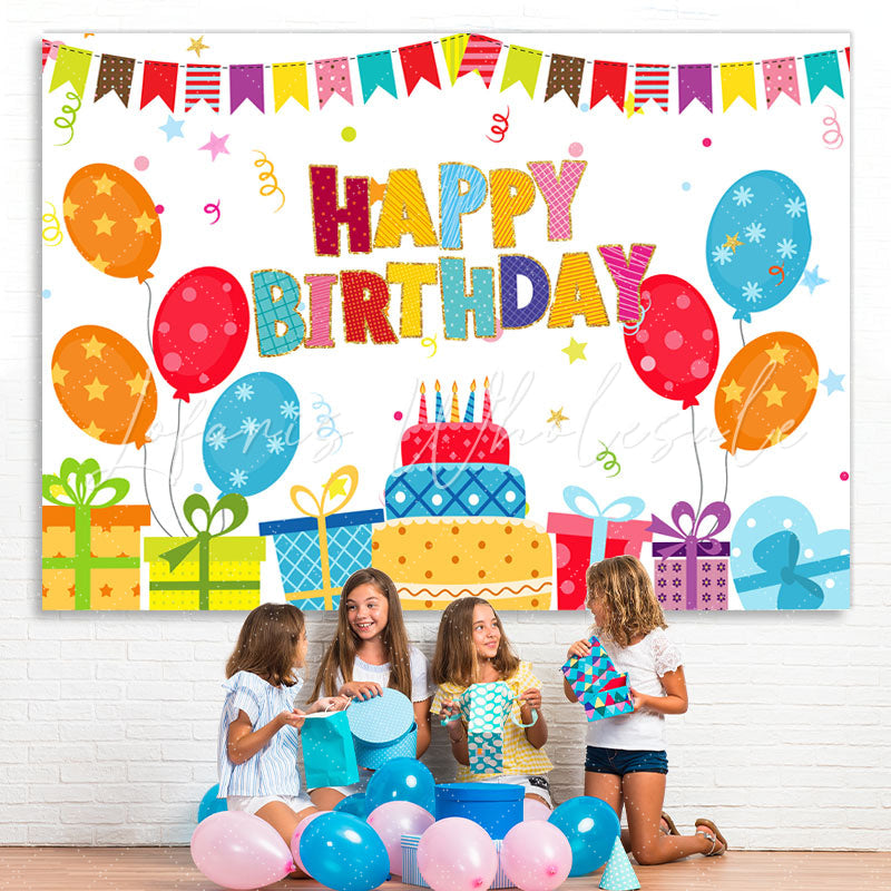 Lofaris Cute And Lovely Balloon Gifts Happy Birthday Backdrop