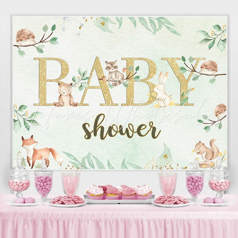 Lofaris Cute Animal Green Baby Shower Backdrop for Photoshoot