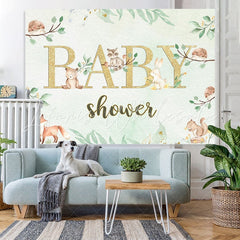 Lofaris Cute Animal Green Baby Shower Backdrop for Photoshoot