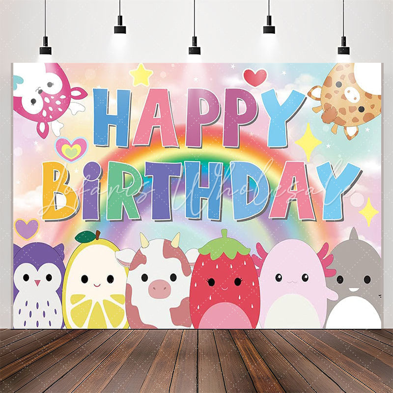 Lofaris Cute Animals Rainbow Bokeh Axolotl Birthday Backdrop