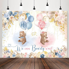 Lofaris Cute Bear Floral Balloon Boho Baby Shower Backdrop