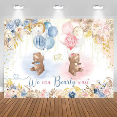 Lofaris Cute Bear Floral Balloon Boho Baby Shower Backdrop