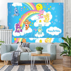 Lofaris Lovely Care Bear Rainbow Sky Birthday Backdrop