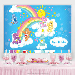 Lofaris Lovely Care Bear Rainbow Sky Birthday Backdrop