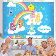 Lofaris Lovely Care Bear Rainbow Sky Birthday Backdrop