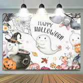 Lofaris Cute Boo And Bat Happy Halloween Pumking Theme Backdrop