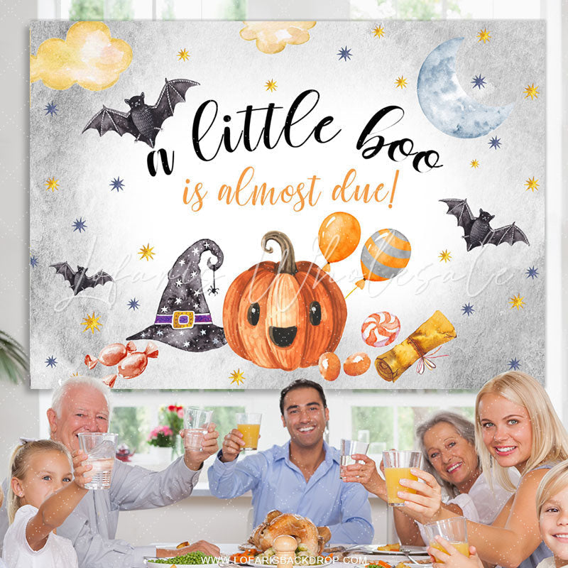 Lofaris Cute Boo Is Almost Due Halloween Baby Shower Backdrop