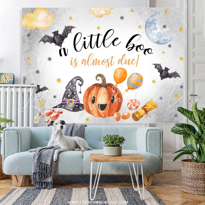 Lofaris Cute Boo Is Almost Due Halloween Baby Shower Backdrop
