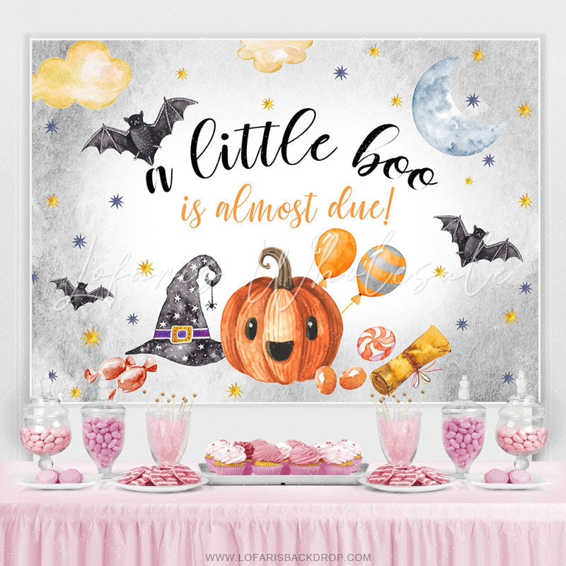 Lofaris Cute Boo Is Almost Due Halloween Baby Shower Backdrop