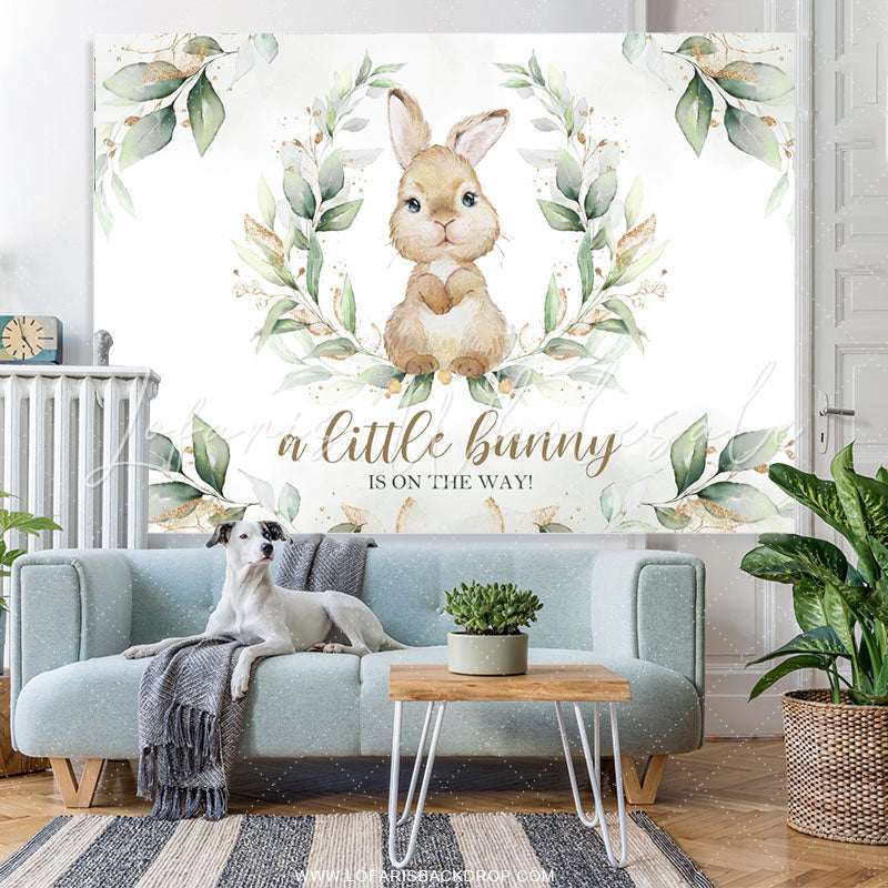 Lofaris Cute Bunny Is On The Way Baby Shower Backdrop
