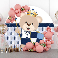 Lofaris Cute Cartoon Bear Baby Shower Round Backdrop For Party