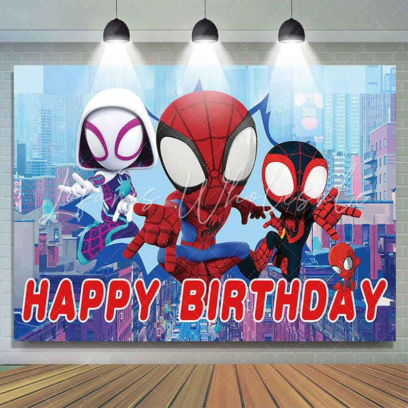Lofaris Cute Cartoon Spider Happy Birthday Backdrop For Kid