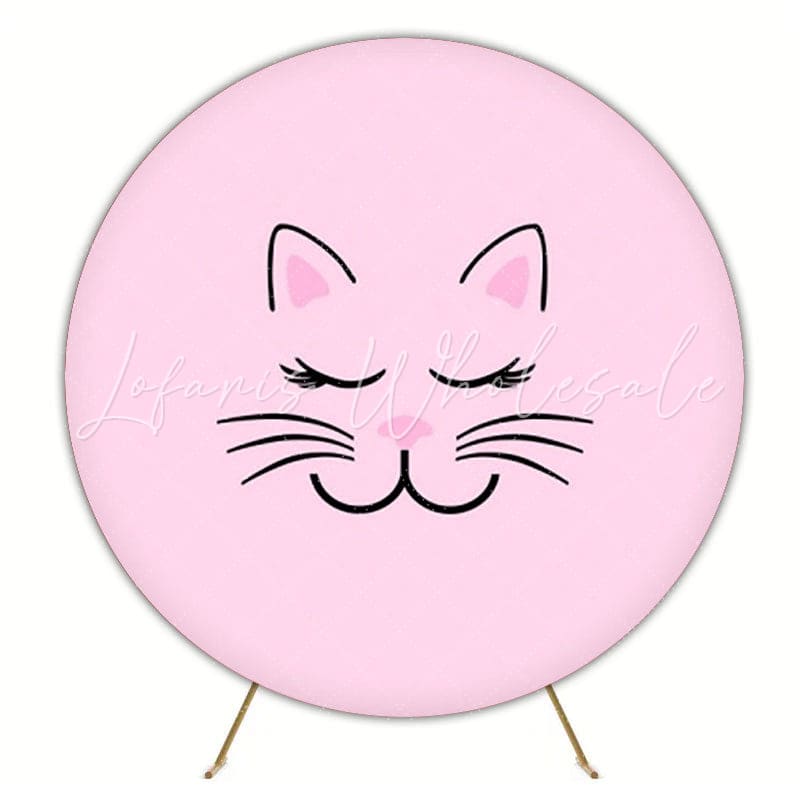 Cute Cat Round Backdrop For Playful Animal-Themed Kids Party