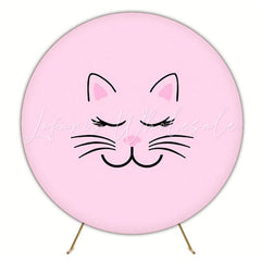 Cute Cat Round Backdrop For Playful Animal-Themed Kids Party
