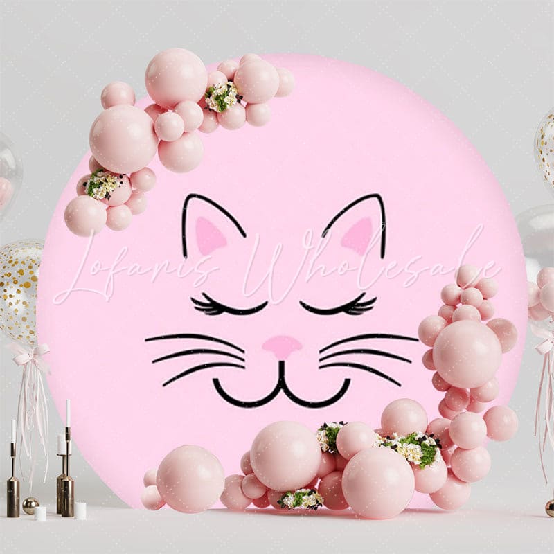 Cute Cat Round Backdrop For Playful Animal-Themed Kids Party