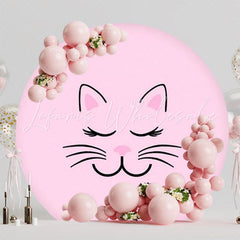 Cute Cat Round Backdrop For Playful Animal-Themed Kids Party
