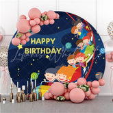 Lofaris Cute Children In The Sky Round Birthday Party Backdrop