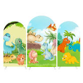 Cute Dinosaur Cartoon Theme Happy Birthday Party Arch Backdrop Wall Cloth Cover