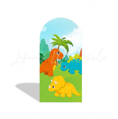 Cute Dinosaur Cartoon Theme Happy Birthday Party Arch Backdrop Wall Cloth Cover