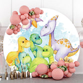Lofaris Cute Dinosaur Round Birthday Party Backdrop For Boy