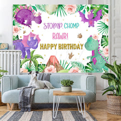 Lofaris Cute Dinosaur Stomp Chomp Rawr Happy Birthday Backdrop