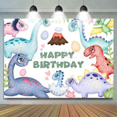 Lofaris Cute Dinosaurs And Eggs Happy Birthday Backdrop