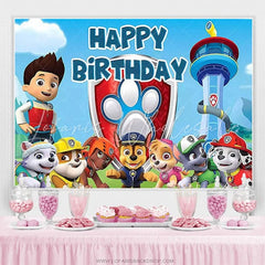 Lofaris Cute Dog Team Blue Happy Birthday Backdrop For Boys