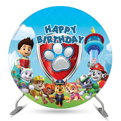 Lofaris Cute Dogs Lighthouse Boys Round Birthday Backdrop