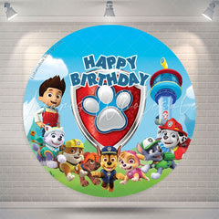 Lofaris Cute Dogs Lighthouse Boys Round Birthday Backdrop