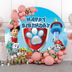 Lofaris Cute Dogs Lighthouse Boys Round Birthday Backdrop