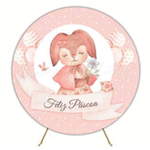 Cute Easter Bunny Round Backdrop for Easter Party