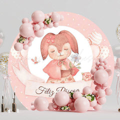 Cute Easter Bunny Round Backdrop for Easter Party
