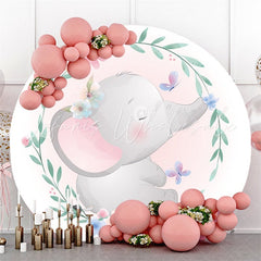 Lofaris Cute Elephant Theme Round Lovely Gender Reveal Backdrop