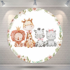 Lofaris Cute Floral Animals Round Birthday Backdrop For Girls