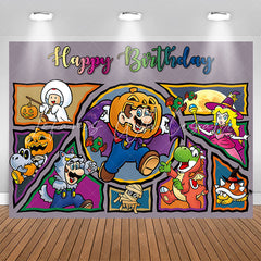 Cute Halloween Pipe Man Characters Birthday Backdrop