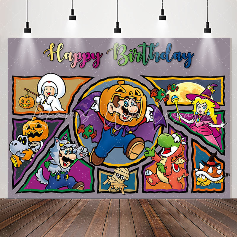 Lofaris Cute Halloween Pipe Man Characters Birthday Backdrop