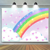 Lofaris Cute Heart Cloud And Rainbow Happy Birthday Backdrop