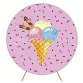 Cute Ice Cream Round Backdrop for Sweet Treats Theme