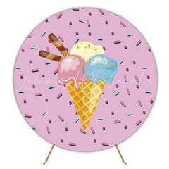 Cute Ice Cream Round Backdrop for Sweet Treats Theme