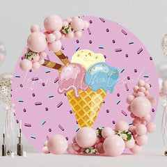 Cute Ice Cream Round Backdrop for Sweet Treats Theme